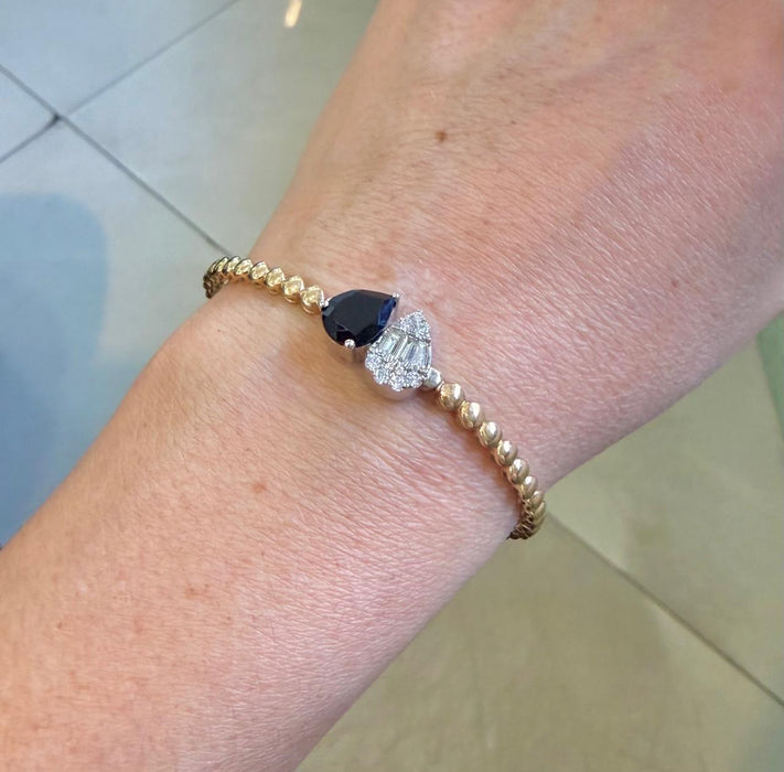 Pulsera Aro 14 diamante/zafiro