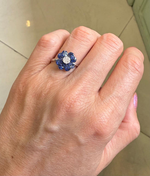 Anillo 18k zafiro/diamantes AN589