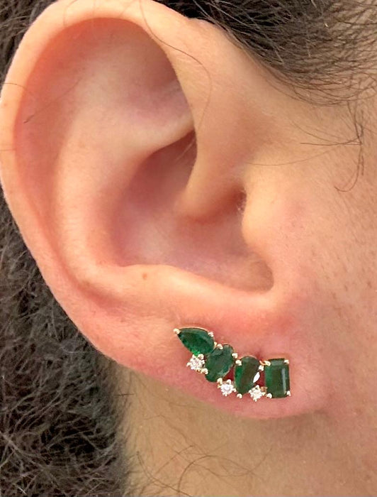 Aretes 14k esmeralda/diamante AR806