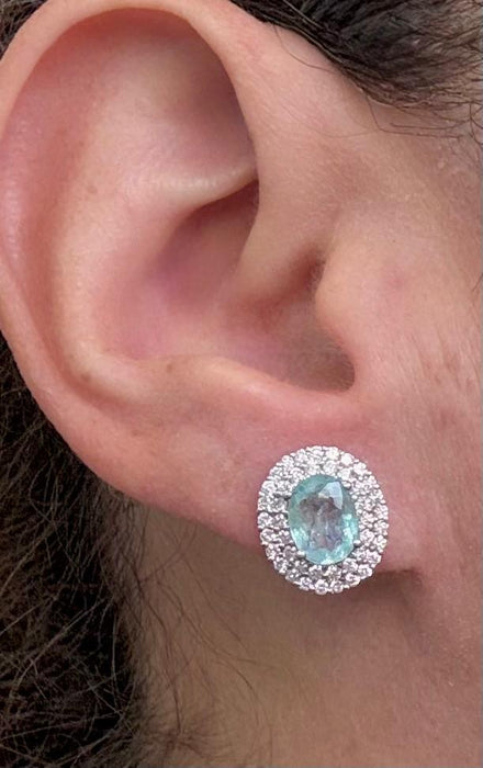 Arete 18k paraiba/diamantes AR651