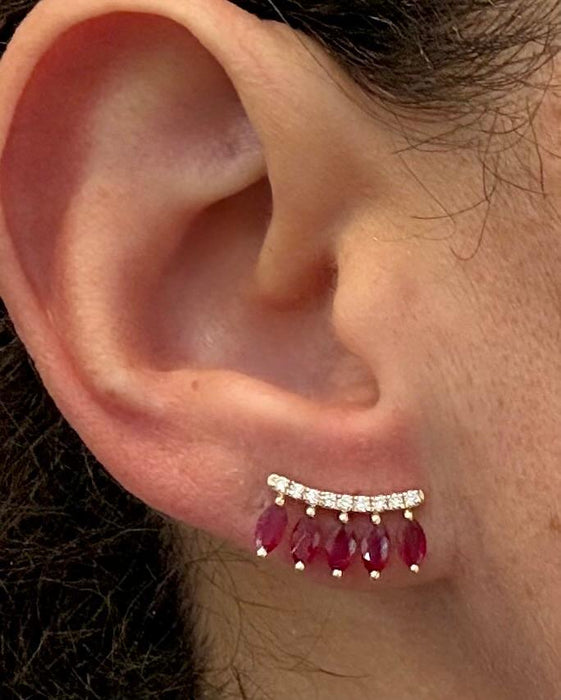 Aretes 14k rubí diamantes AR821