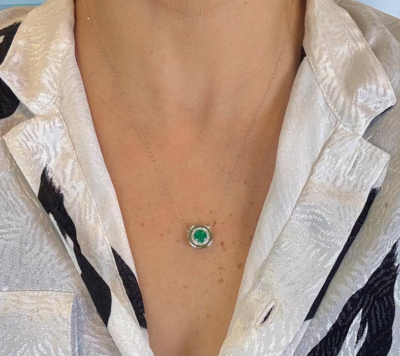 Gargantilla 14K esmeralda/brillantes GA622
