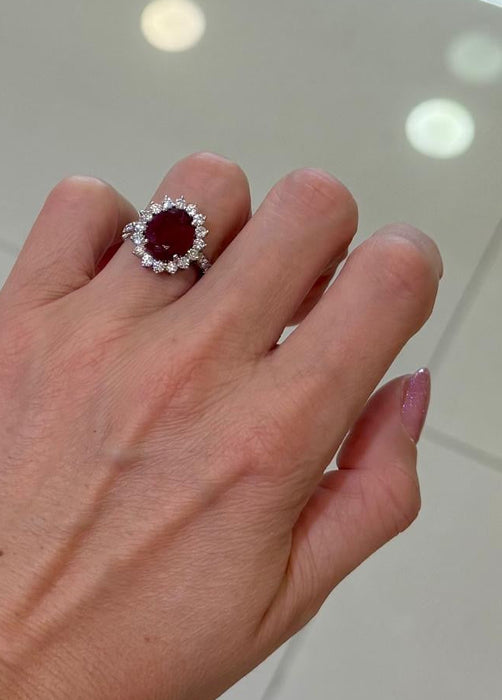 Anillo 18k rubí/diamantes AN593