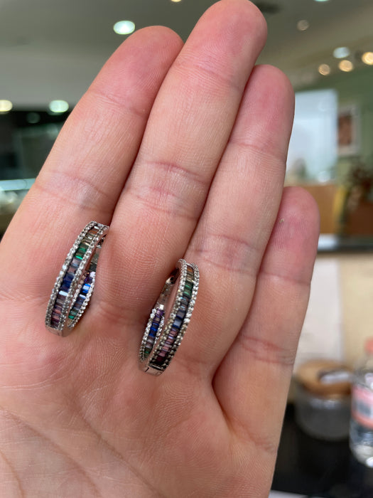 Arracada plata rodizada zirconia color 🌈