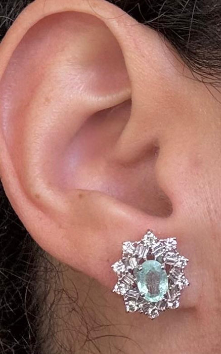 Aretes 18k paraiba/brillantes AR859