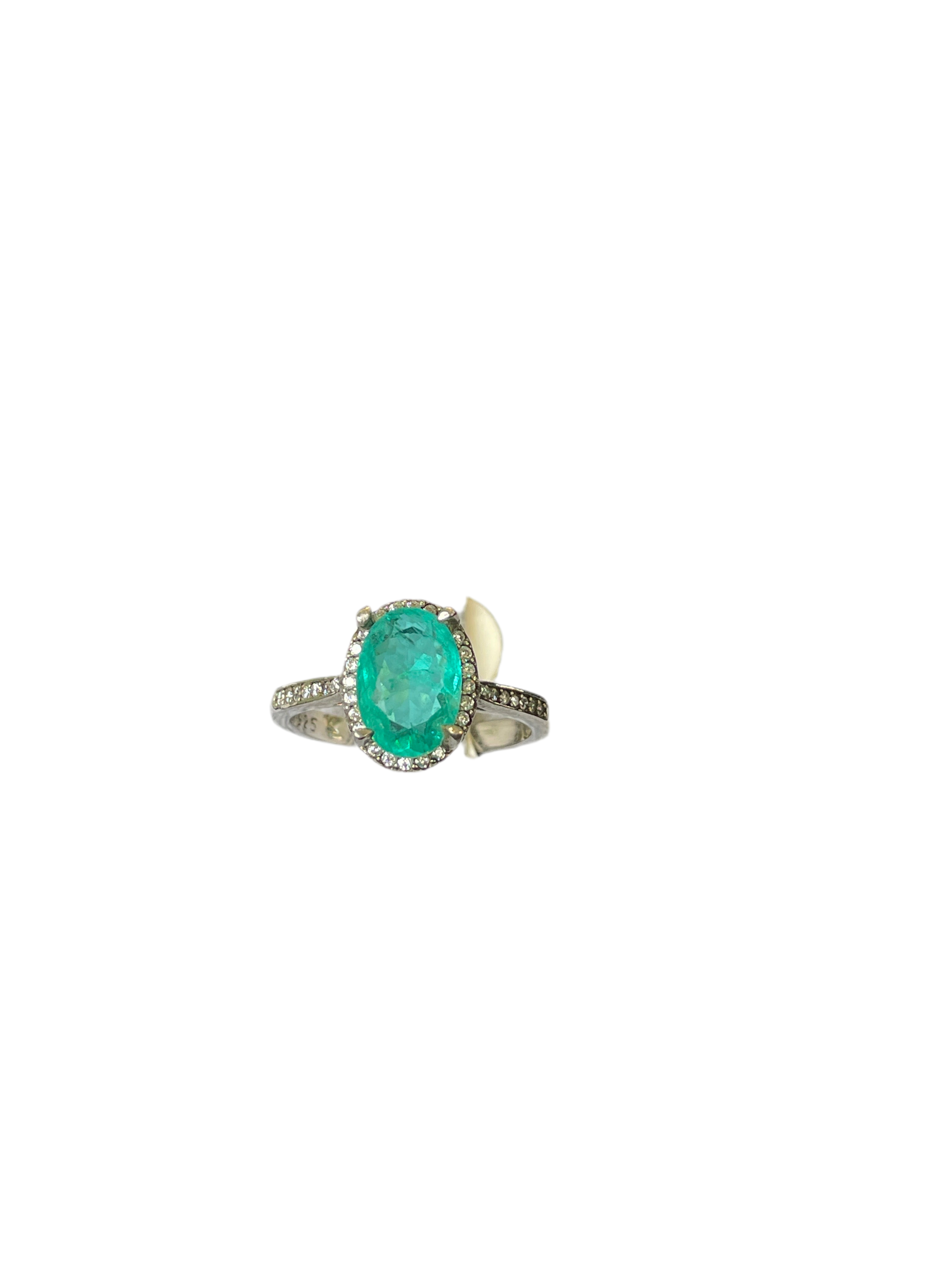 Anillo 💍 Paraiba plata rodizada con zirconia
