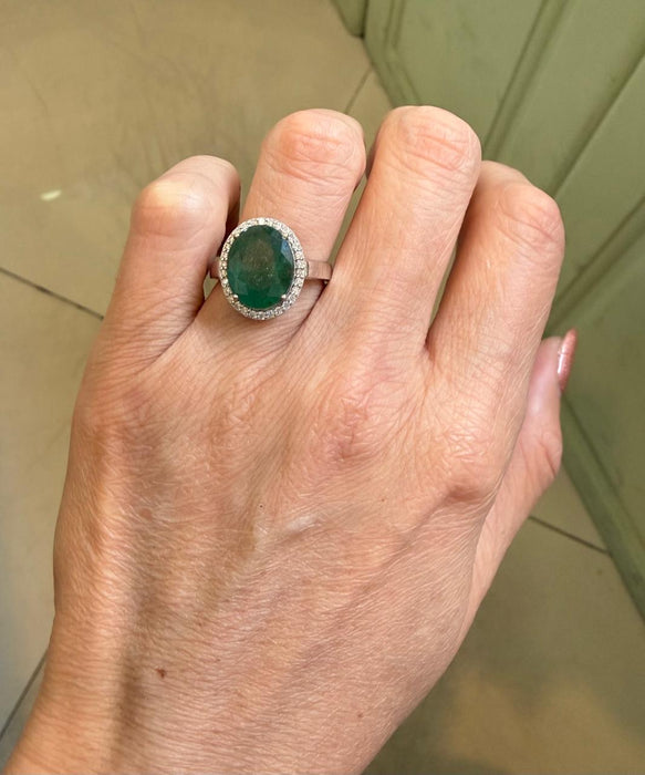 Anillo 14K Esmeralda/Diamantes AN587