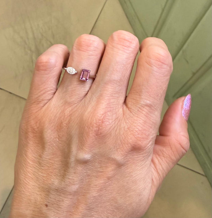 Anillo 14k diamantes/zafiro AN559