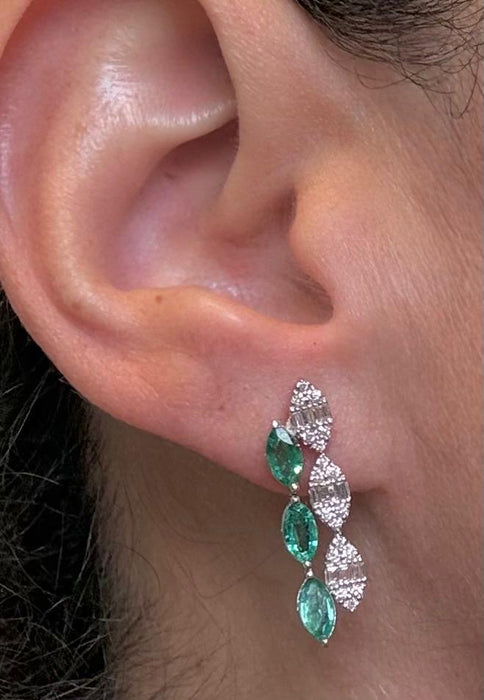 Aretes 14k esmeralda/brillante AR695