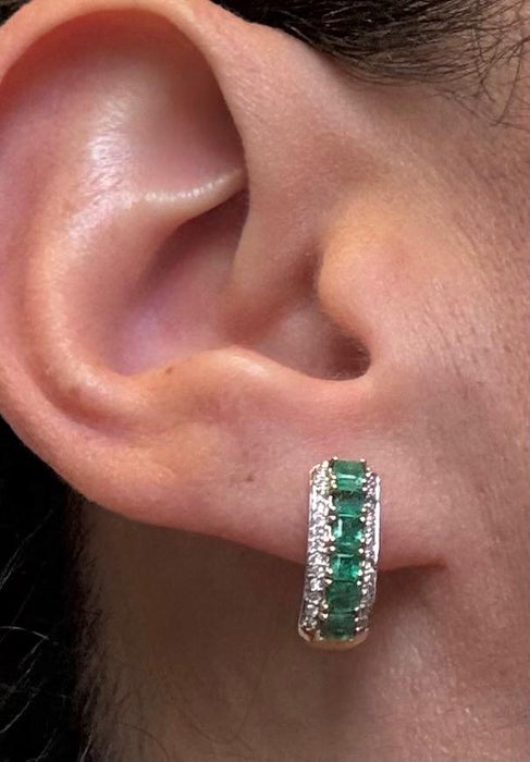Aretes 14k esmeralda/brillante AR827
