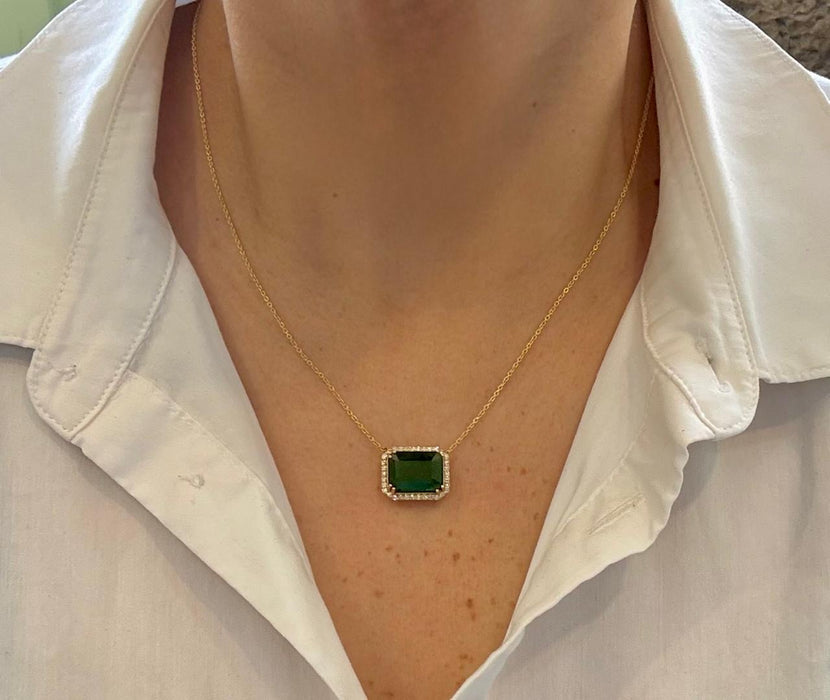 Gargantilla 14k esmeralda/diamante GA684