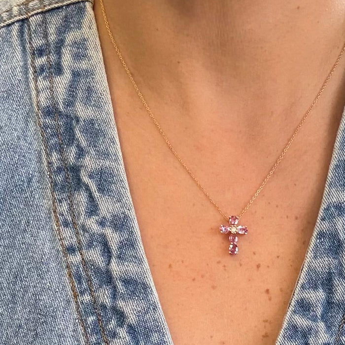 Gargantilla 18K zafiro rosa GA416