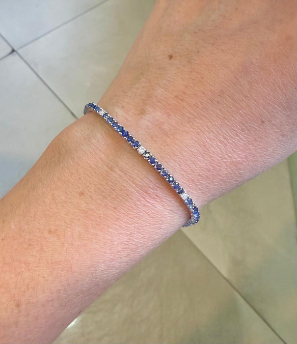 Pulsera 14k tenis zafiro/diamantes