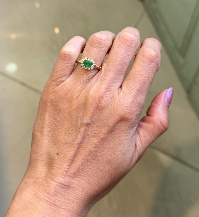 Anillo 14k Esmeralda/diamante AN569