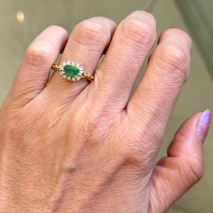 Anillo 14k Esmeralda/diamante AN569