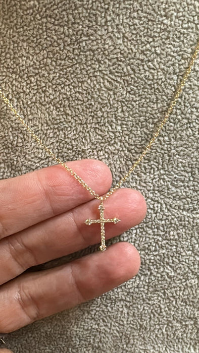 Cruz con diamantes oro 14k