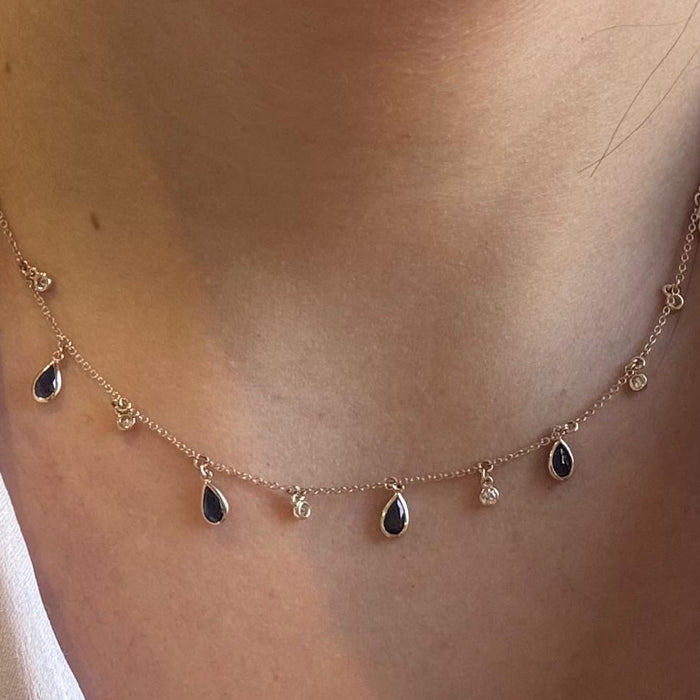 14K colgante zafiros y diamantes GA375