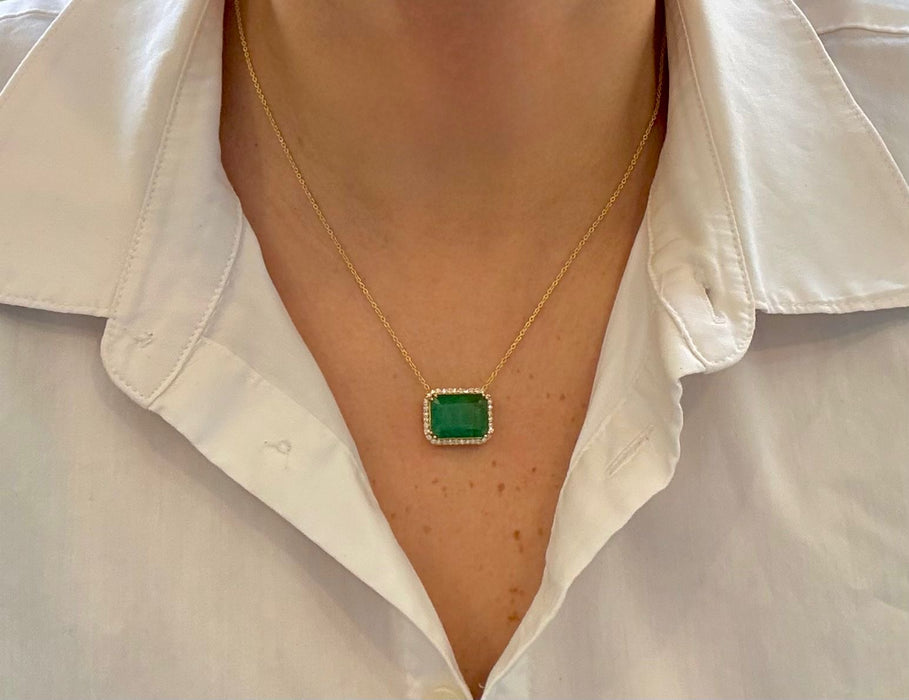 Gargantilla 14k esmeralda/diamante GA602
