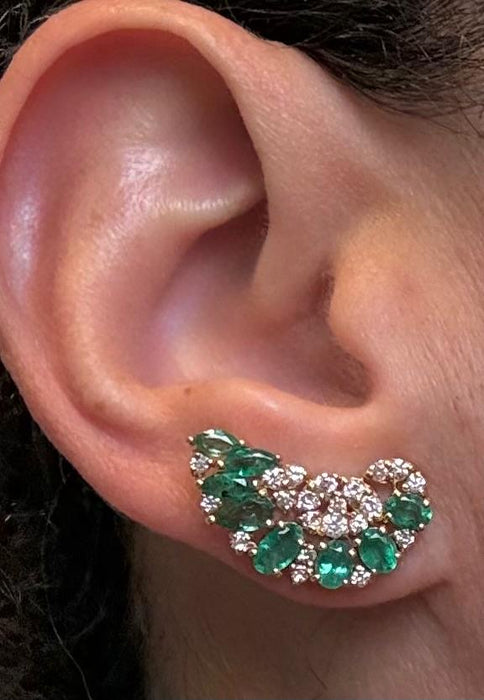 Aretes 14k esmeraldas/brillantes AR824