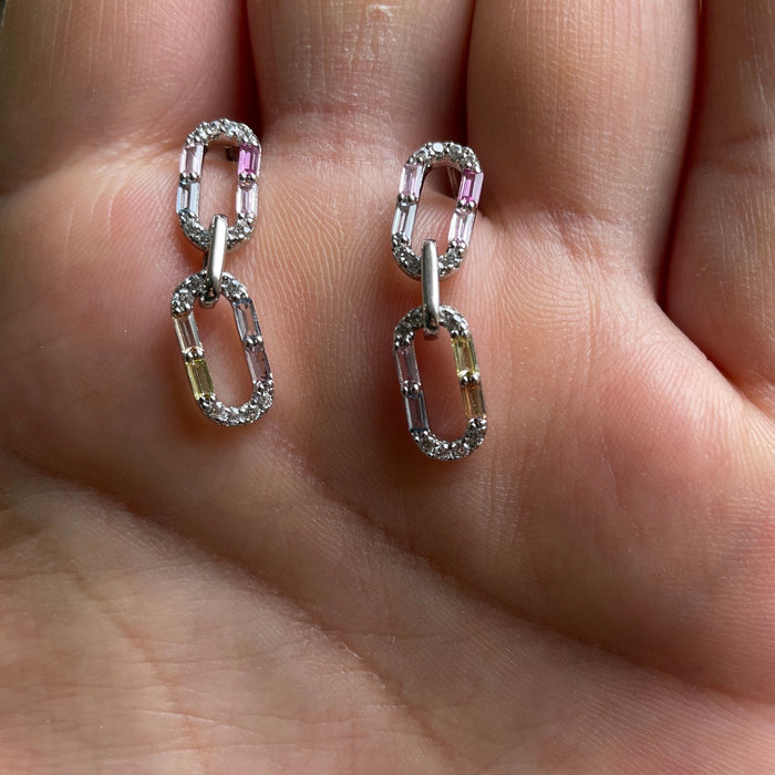 Arete chain plata rodizada zirconia