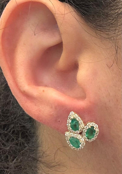 Aretes 14k esmeralda/diamantes AR909