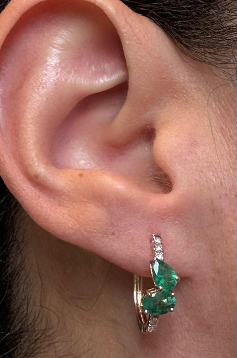 Aretes 14k esmeralda/brillante AR828