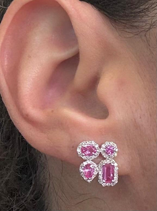 Aretes 14k zafiro rosa brillantes AR768