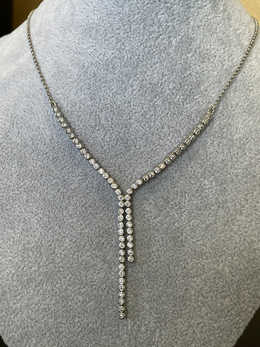 Gargantilla corbatín plata rodizada con zirconia