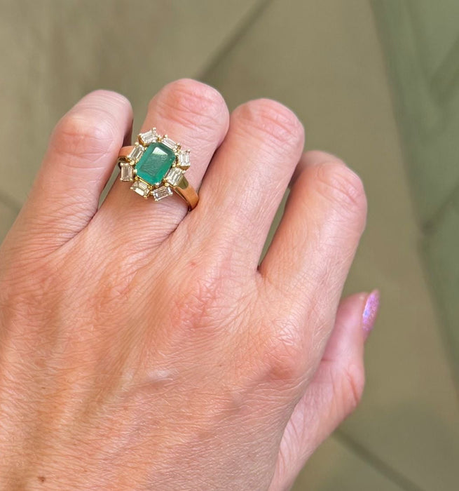 Anillo 14k esmeralda/diamantes AN005