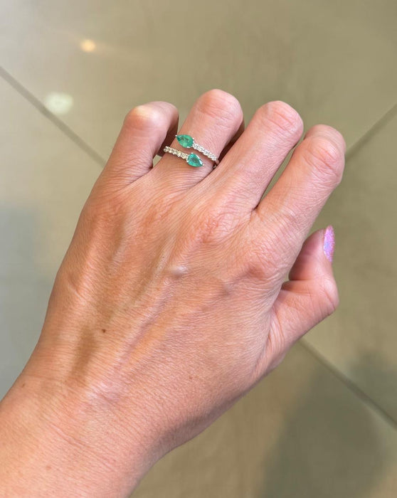 Anillo 14K Esmeralda/Diamantes AN518