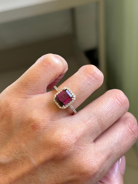 Anillo oro 14k con Turmalina watermelon