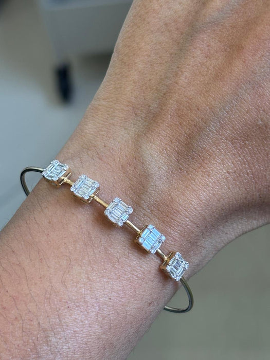 Aro oro 14k con baguettes de diamante naturales