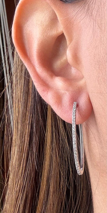 Arracada oval oro 14k con diamantes naturales