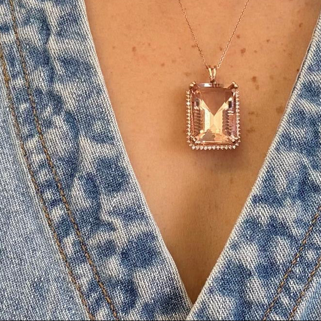 Gargantilla 14K morganita/diamante GA7095