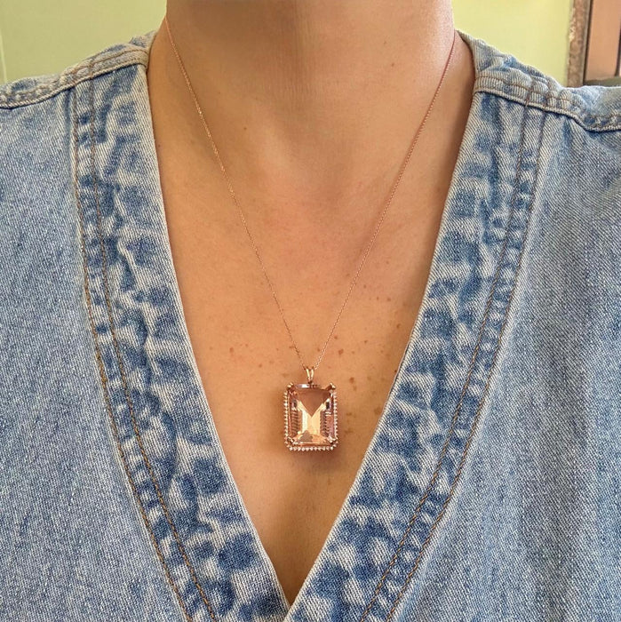 Gargantilla 14K morganita/diamante GA7095