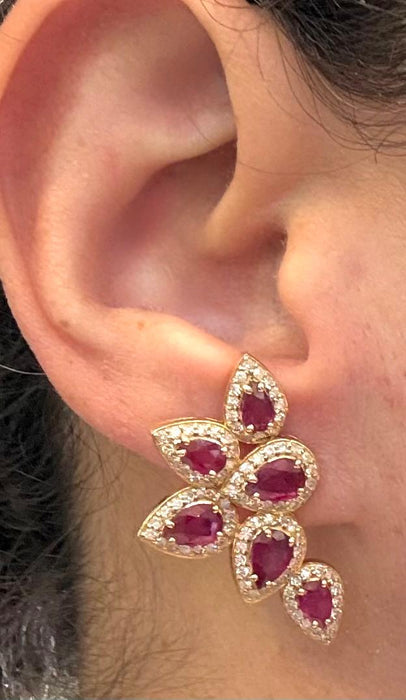 Aretes 14k rubí/diamantes AR650