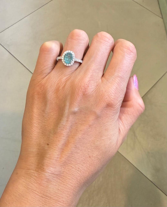 Anillo 18k Paraiba/diamante AN592