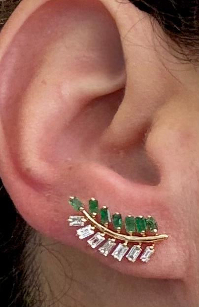 Aretes 14k brillante/esmeralda AR857