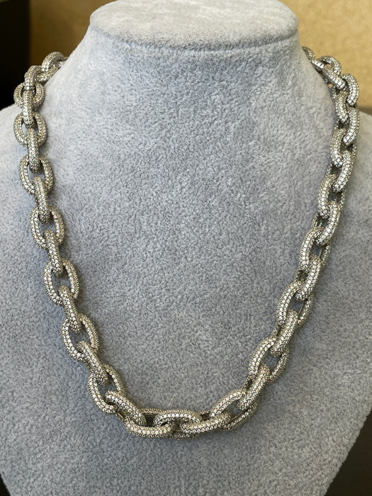 Collar cadena ⛓️‍💥 plata rodizada con zirconia