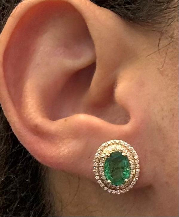 Aretes 14k esmeralda/diamantes