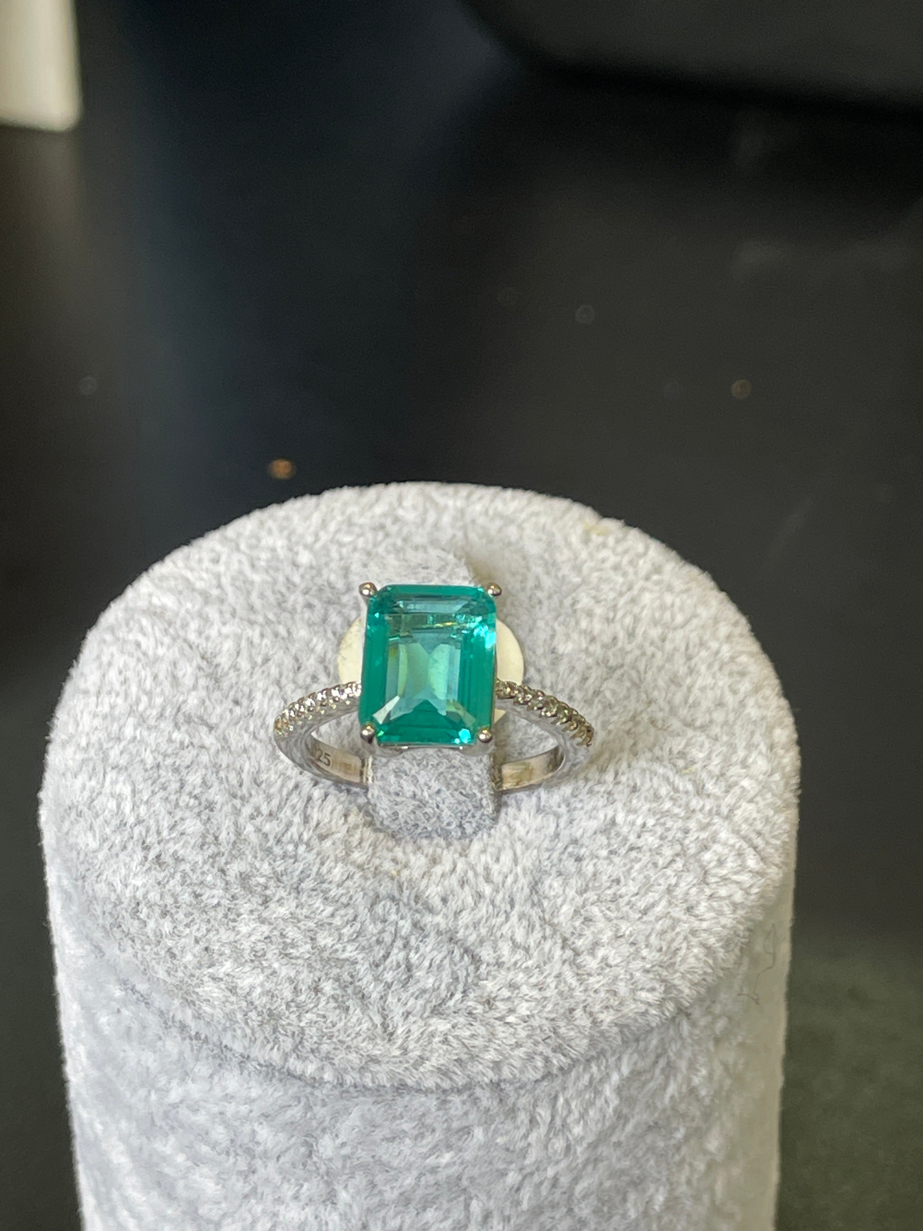 Anillo 💍 Paraiba plata rodizada con zirconia