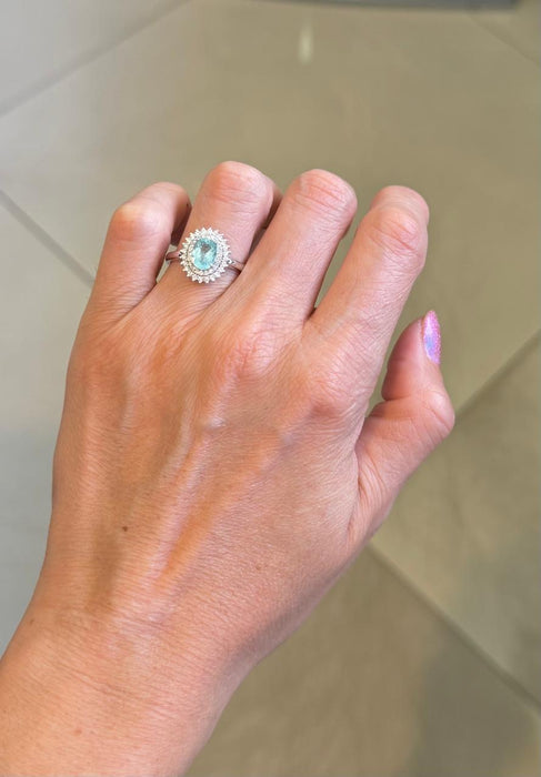 Anillo 18K paraiba/diamantes AN573