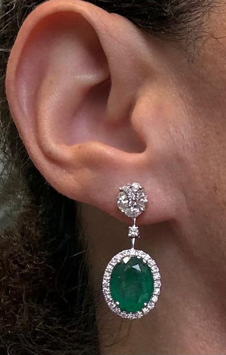Aretes 14k esmeraldas/brillantes AR635