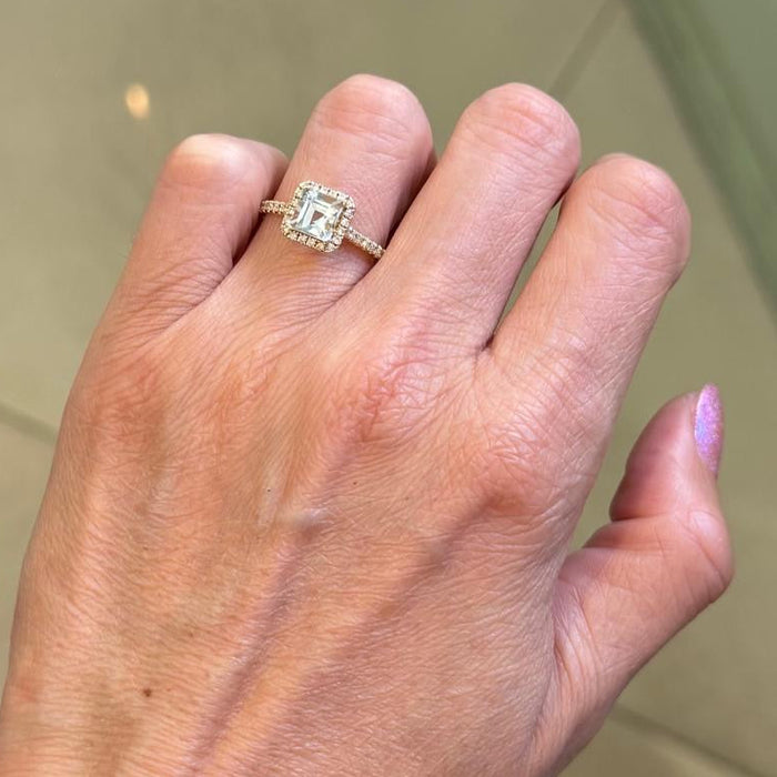 Anillo 14k aguamarina/diamantes AN238
