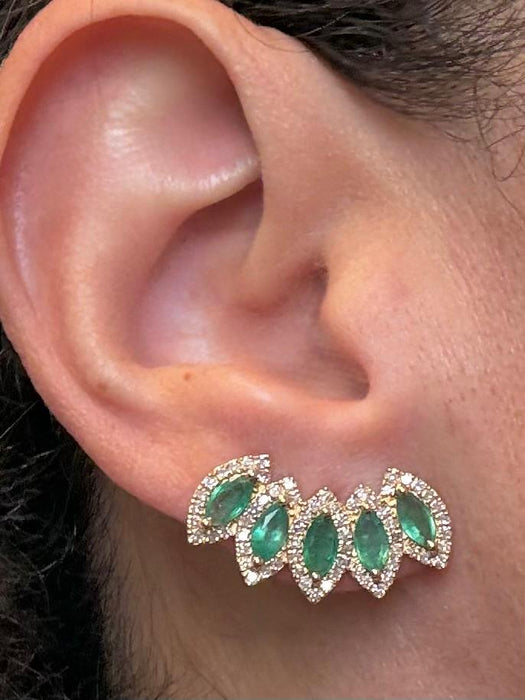 Aretes 14k esmeraldas/brillantes AR825