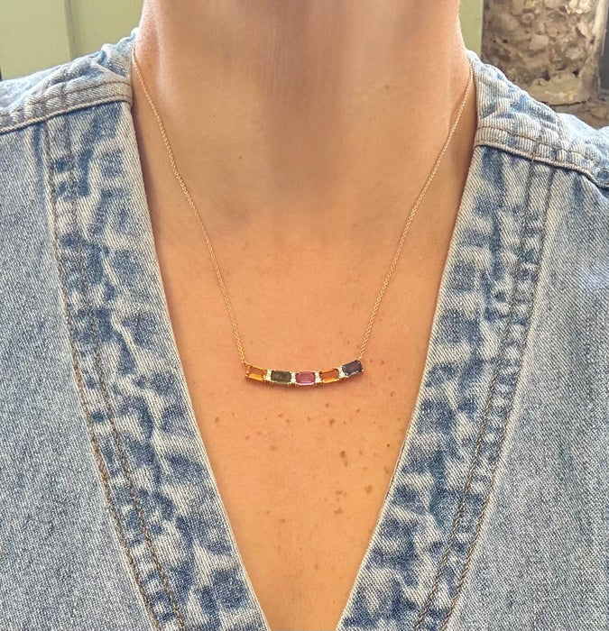 Gargantilla 14K zafiro colores GA358