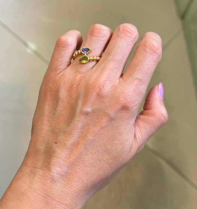 Anillo 14k peridoto/tanzanita AN087