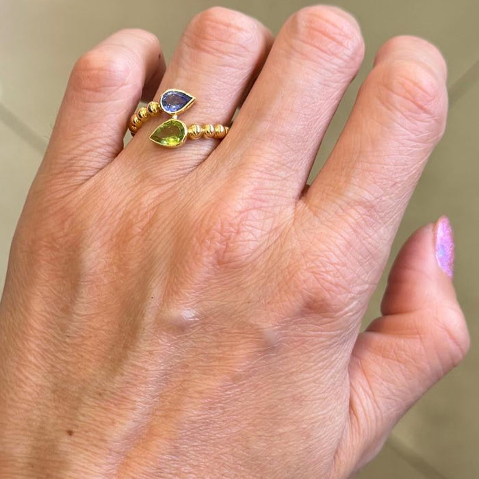 Anillo 14K peridoto/tanzanita AN087