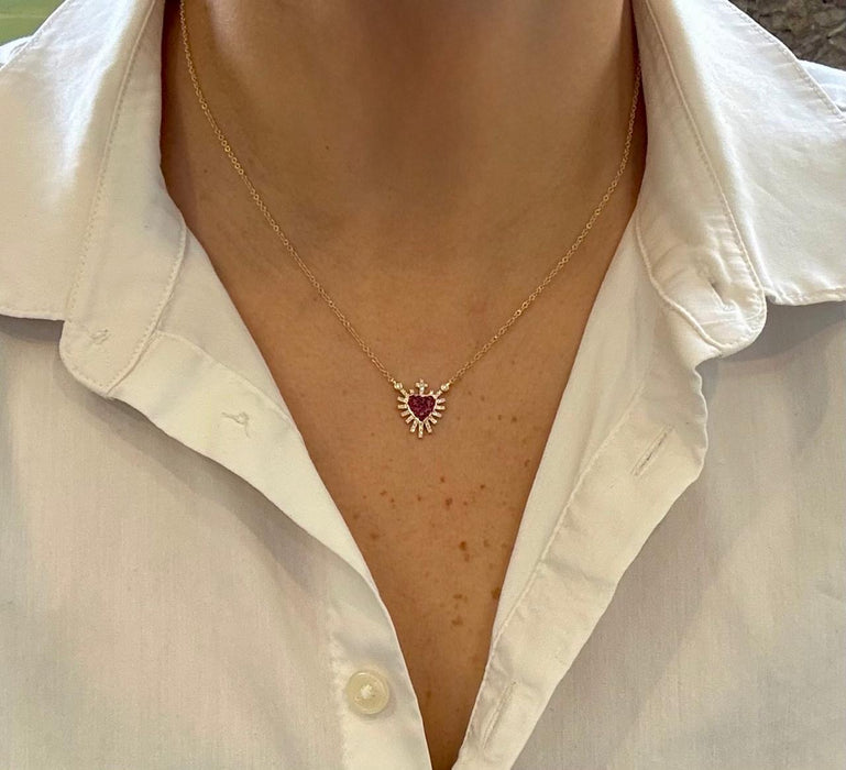 Gargantilla 14k rubí/diamantes GA626