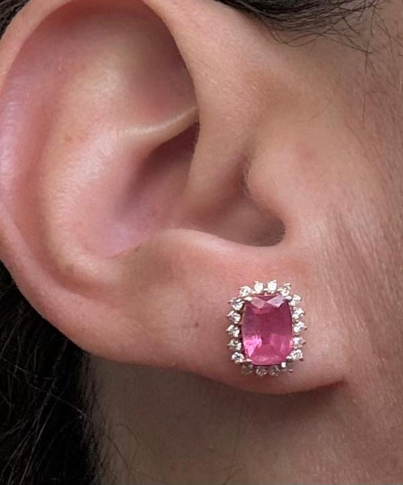 Aretes 14k brillantes zafiro rosa AR666